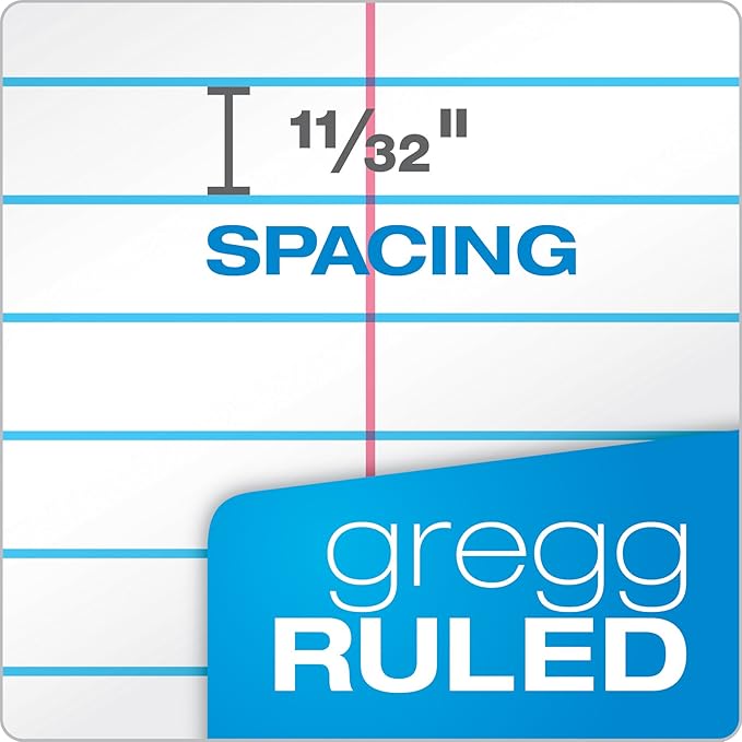 AMPAD Steno Book, 6" x 9", Gregg Rule, White Cover, 70 Sheets, 12 Pack (25-472)