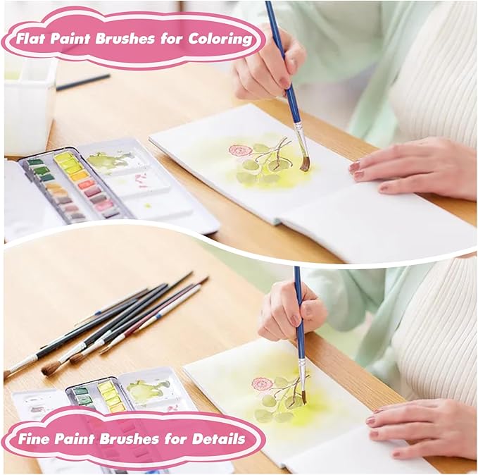 110Pcs Small Paint Brushes Bulk, Flat Top Acrylic Classroom Brush for Kids Mini Paint Brushes for Touch Up Crafts Detail Painting