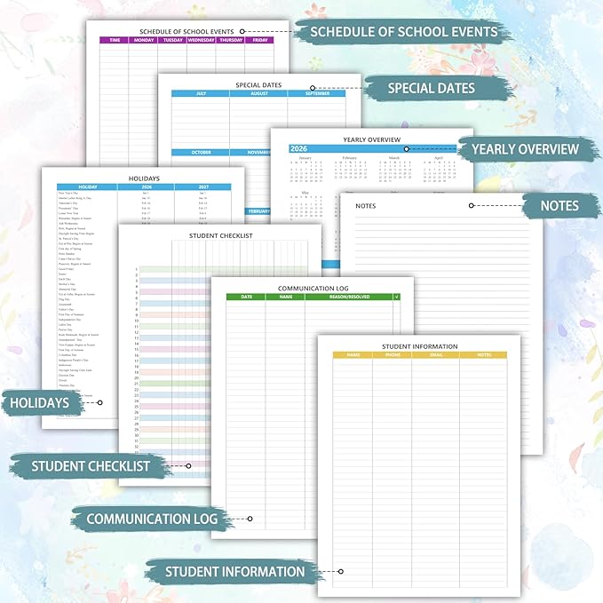 Teacher Planner 2026-2027, July 2026 to June 2027 Academic Year, 8.5" x 11" Lesson Planner Book for Teachers with Colorful Tabs, Teacher Calendar for Classroom or Homeschool, Hardcover, Blue