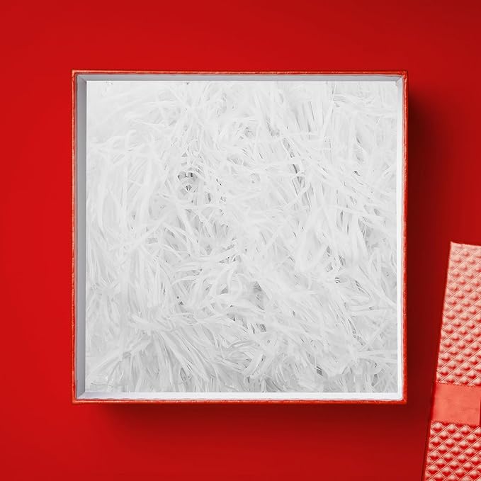 Healeved White Raffia Crinkle Paper Shred Filler 500g Packaging Box Accessories Shredded Paper for Packing Boxes Basket Filler for Filling