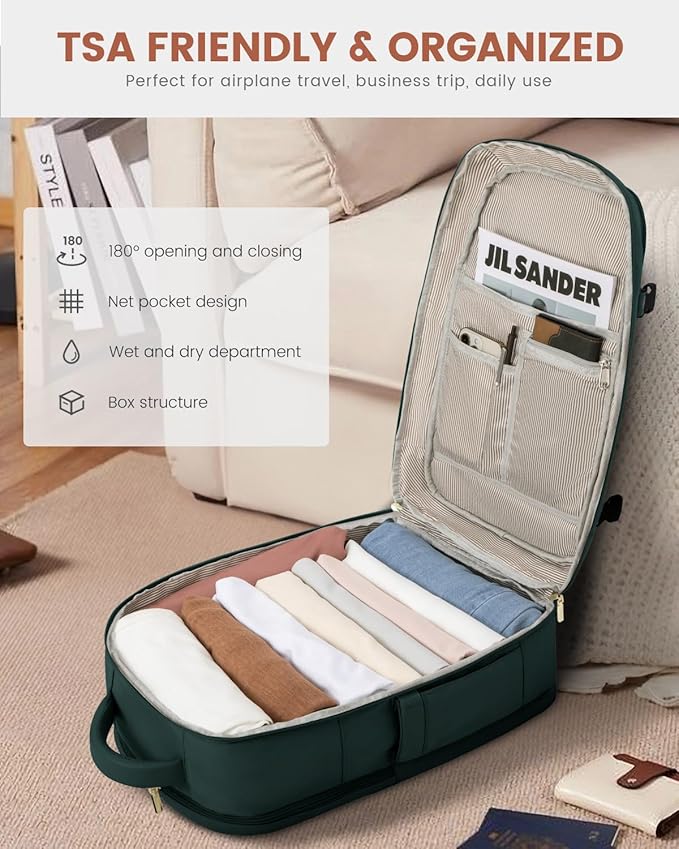 LOVEVOOK Carry On Travel Backpack For Women Flight Approved, 40L Personal Item Travel Bag for Airplanes, Business Weekender Fit 17 Inch Laptop, Waterproof Overnight Daypack with 2 Cubes