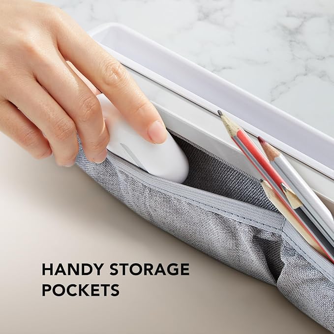 HUANUO Laptop Lap Desk - Portable Lap Desk with Pillow Cushion, Fits up to 15.6 inch Laptop, with Anti-Slip Strip & Storage Function for Home Office Students Use as Computer Laptop Stand - Marble