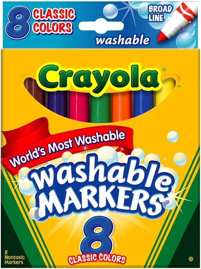 Crayola Washable Markers, Broad Point, Classic Colors, 8/Pack (58-7808) (Pack of 3), Multi