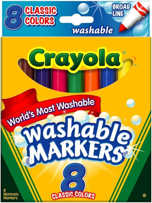 Crayola Washable Markers, Broad Point, Classic Colors, 8/Pack (58-7808) (Pack of 3), Multi