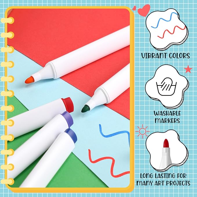 Feifeiya 10 Pack Washable Markers with Boxes 8 Colors Coloring Marker Bulk Classroom Markers Paint Pens Bulk Back to School Supplies for Teachers Party Favors Classrooms Donations Kindergarten