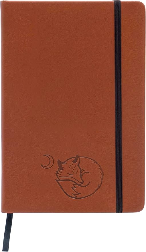 EVERLINEA 5.6” x 8.3” Embossed Fox A5 Hardcover Notebook, 240 Dotted Pages, Rust Orange