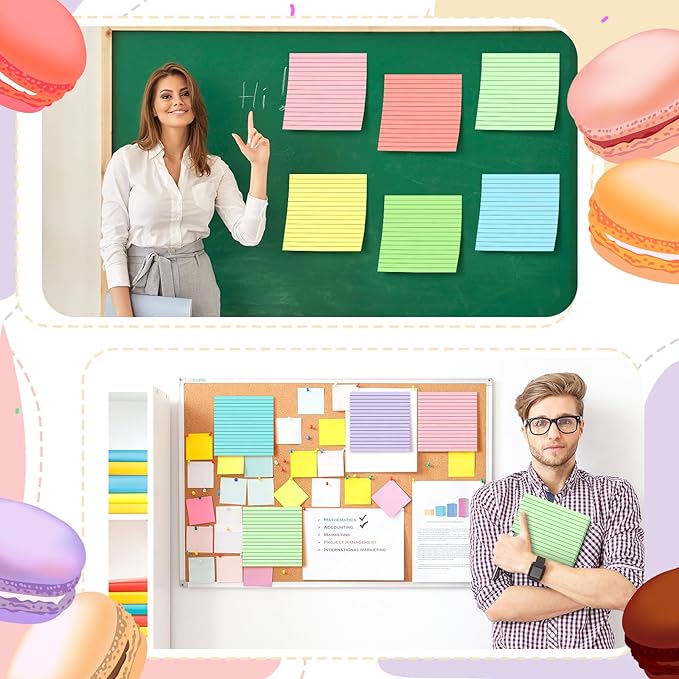 Qeeenar 8 Pads Big Sticky Notes 11 x 11 Inch Lined Jumbo Large Sticky Notes for Wall,Giant Strong Power Memo Square Post for Office, 25 Sheets/Pad(Pastel Color)