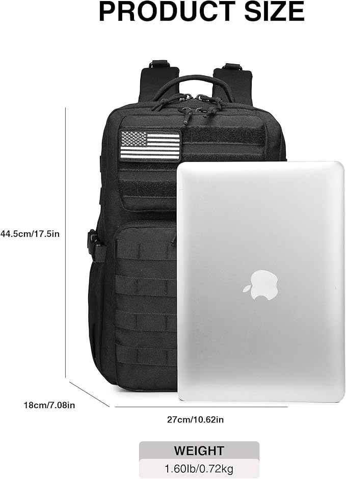 Wotony Military Tactical Backpack for Men Waterproof Daypack 3 Day Assault Pack Molle Bag with Water Bottle Holder