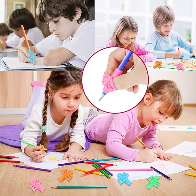 SANNIX 16 Pack Pencil Grippers for Kids Handwriting, Pencil Holder for Kids, Handwriting Grip, Ergonomic Training Pen Grips, Writing Tool for Toddlers, Preschoolers, Children