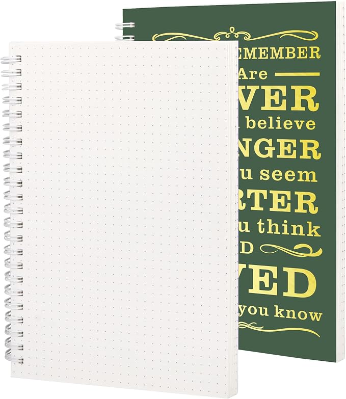 JOHSBYD 2Pcs Spiral Dotted Notebook,Inspirational Gifts A5 Dot Grid