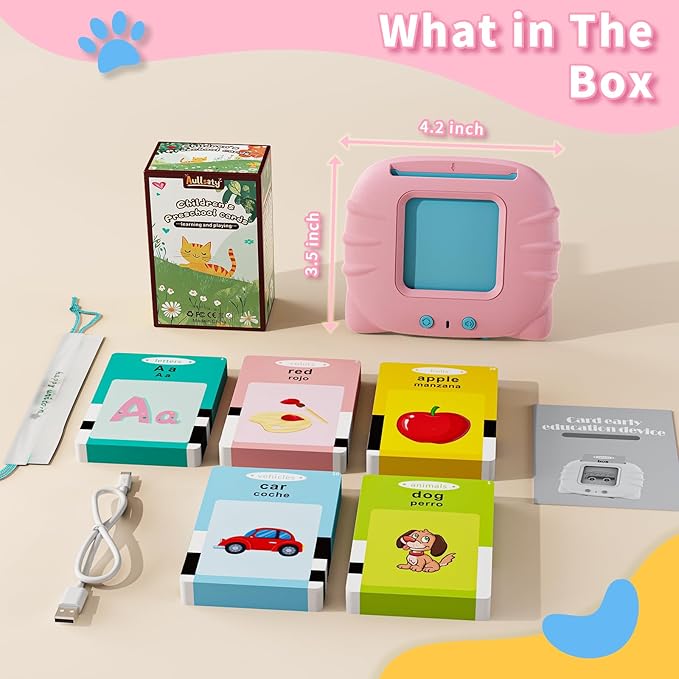 Aullsaty Toddler Toys Bilingual English and Spanish Talking Flash Cards for 1 2 3 4 5 6 Year Old Boys and Girls, Autism Sensory Toys for Autistic Children, Learning Educational Speech 250 Sight Words
