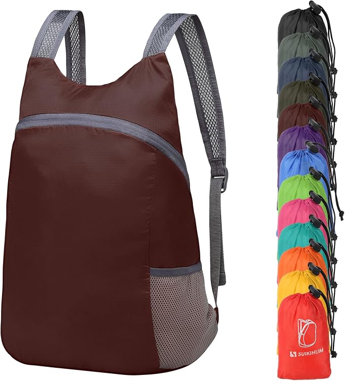 Ultra Lightweight Hiking-Daypack,Foldable Travel Packable Backpack | 20L Foldable Bag for Camping Cycling Outdoor,Day Pack for Men Women,Dark Red