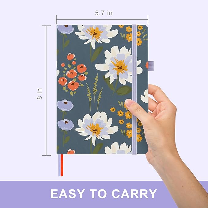 &And Per Se Lined Hardcover Notebook – A5 5.7"x8" College Ruled, 160 Pages, 100gsm Thick Paper – Aesthetic Journal for Women, Gift-Ready Planner, Everyday Writing Notebook (Garden Flowers)