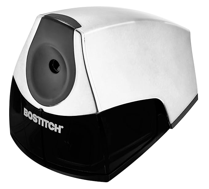Bostitch Office Electric Pencil Sharpener for Classroom & Desk Use, Heavy-Duty Stall-Free Motor, High-Capacity Shavings Tray, Chrome