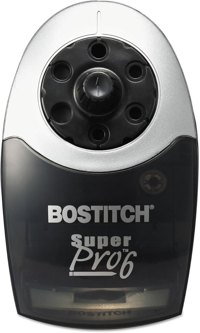 Bostitch Office SuperPro6 Electric Pencil Sharpener, Heavy Duty Commercial with 6 Holes and Industrial Motor, Grey