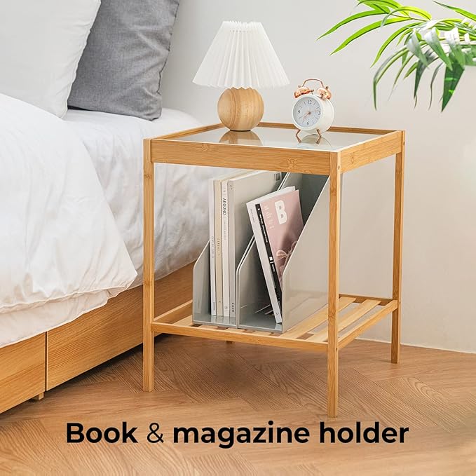 carrotez Open Front Magazine File Holder, Plastic Magazine Rack, Vertical File Organizers for Desk, Office Organization Essentials, 10.8" x 3.7" x 12.6" - 2 Pack, Grey