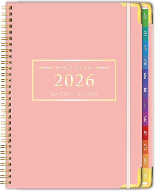 Planner -2026, Hardcover Weekly & Monthly Calendar Planner, January 2026 - December 2026, 6" x 8", Daily Agenda Book with Colorful Tabs, College Organizer Notebook, School & Work Supplies for Student Teacher Classroom