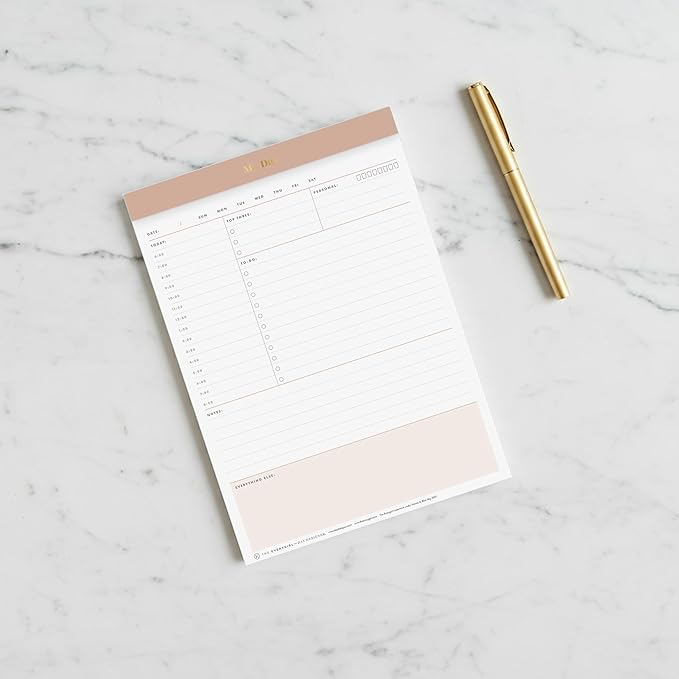 Blue Sky Desk Notes, 7" x 9", Undated Daily Notepad, Perforated Pages, Tear-Off Trim Tape, Task Planner for Office, Home and School (Desert Rose, 7" x 9")