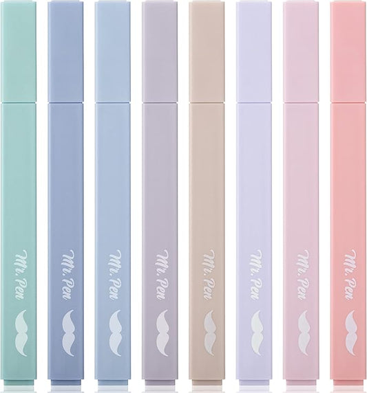 Mr. Pen- Aesthetic Highlighters No Bleed, 8 Pack, Morandi Colors, Chisel Tip, Cute Highlighters Assorted Colors for Journaling, Highlighting, Underlining, Fast Dry, Back to School Supplies