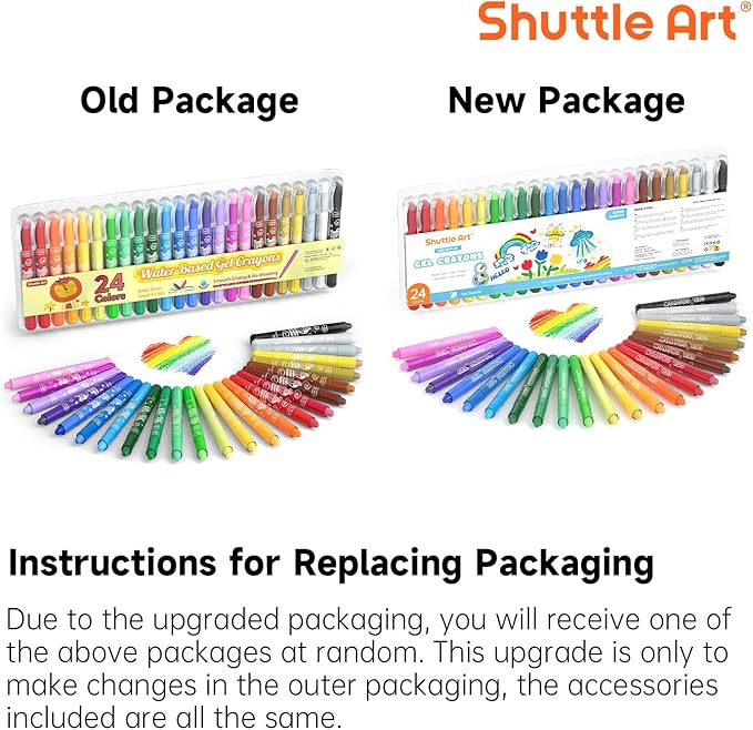 Shuttle Art 24 Colors Gel Crayons for Toddlers, Non-Toxic Crayons Set for Kids Children Coloring, Crayon-Pastel-Watercolor Effect, Ideal for Paper (Pack of 2)