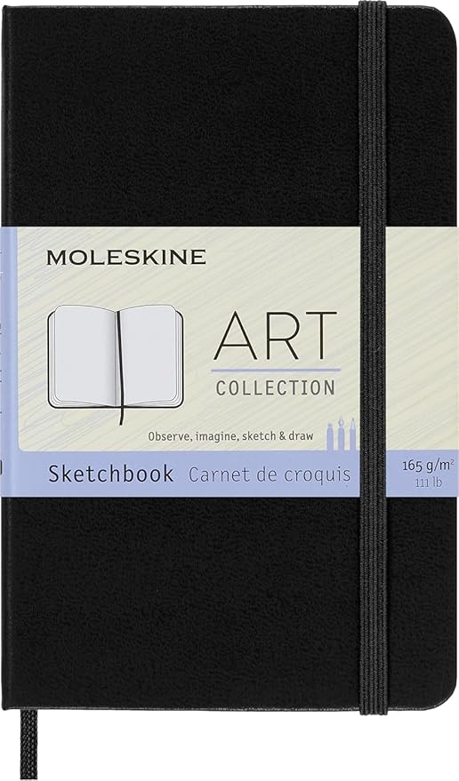 Moleskine Art Sketchbook, Hard Cover, Pocket (3.5" x 5.5") Plain/Blank, Black, 80 Pages