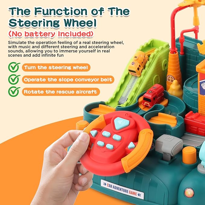 2026 Upgraded Car Adventure Toy for 3 4 5 6 Year Old Boys Girls, Race Track Toy with Steering Wheel & Sound, Montessori STEM Toys for Toddlers, Fine Motor Skills Birthday Gift for 3-5 Year Old Kids