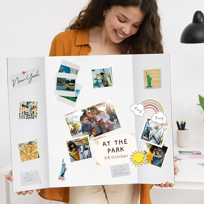 Trifold Poster Board 26"x17", 5 Pack Small Presentation Board for Science Fair Projects, Foldable Display Board for School Projects, Office Presentations and Classroom