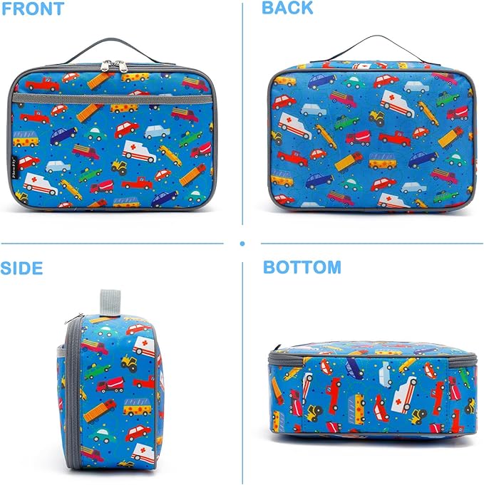 FlowFly Kids Lunch box Insulated Soft Bag Mini Cooler Back to School Thermal Meal Tote Kit for Girls, Boys, Car