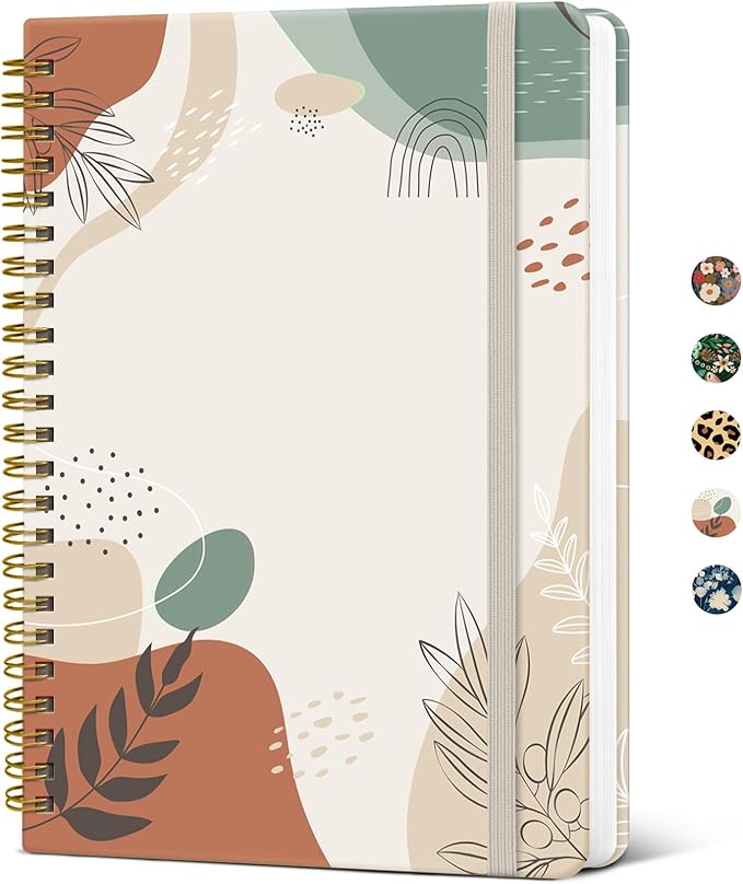Taja Lined Spiral Journal Notebook for Women, A5 Cute College Ruled Hardcover Notebook for Work & Note Taking, Pretty Journal for Writing, 140 Pages, Abstract