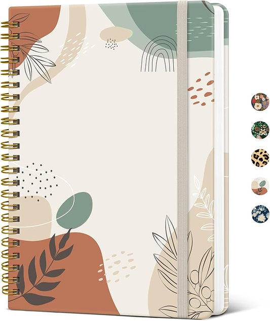 Taja Lined Spiral Journal Notebook for Women, A5 Cute College Ruled Hardcover Notebook for Work & Note Taking, Pretty Journal for Writing, 140 Pages, Abstract