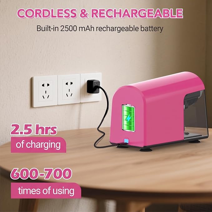 AFMAT Electric Pencil Sharpener Heavy Duty, 6 Holes, Cordless & Rechargeable, Fast Sharpen, Auto Stop, 10K+ Uses, Classroom Pencil Sharpener for 6-11mm No.2/Large/Colored Pencils PSD2