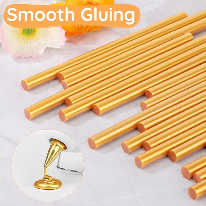 72 Pack Metallic Gold Hot Glue Sticks, 8"x0.43" Hot Melt Glue Sticks for Fabric, Wood, Plastic, Paper, Stamp, Crafting, Wedding Cards, Decoration, Car Dent Repair