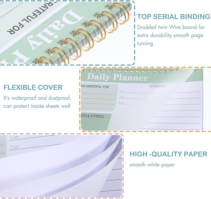 8 Pack To Do List Notepad 25 Page Undated Daily Planner Notepad To Do List Notebook Spiral Waterproof with Task Checklist for Home Office School Supplie Schedule Work(9.45 x 6.5 Inch,Stylish Color)