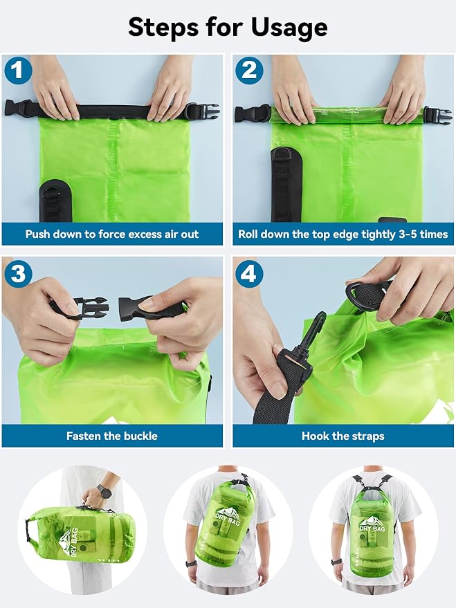 HEETA Dry Bag Waterproof Backpack with Phone Case 5L/10L/20L/30L/40L | Roll Top Lightweight Dry Storage Bag for Women Men, Travel Boating Kayaking Paddle Board Camping Beach Essentials Accessories