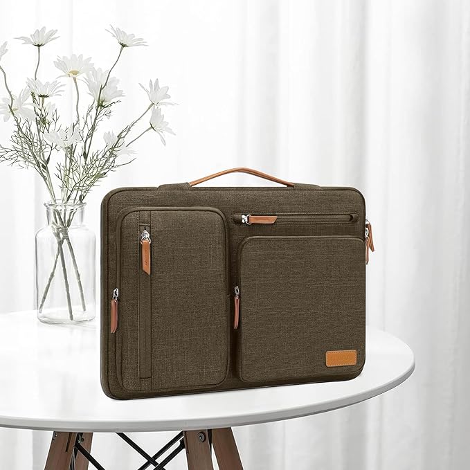 MOSISO 360 Protective Laptop Case 13 inch, 13 inch Laptop Sleeve Compatible with MacBook Air M5 M4 M3 M2 M1 2026-2018/Neo/Pro M2 M1, Side Open Carrying Case with 4 Zipper Pockets&Handle,Carob Brown