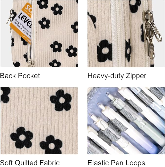 LEDAOU Pencil Case Cute Zipper Pencil Pouch Large Capacity Pencil Bag Organizer School Supplies for Girls Boys Kids
