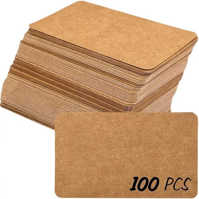 Kraft Paper Cards 100 Pcs Index Cards 3 x 5 Inch Blank Kraft Note Cards for Note-taking, Greeting card writing and DIY projects