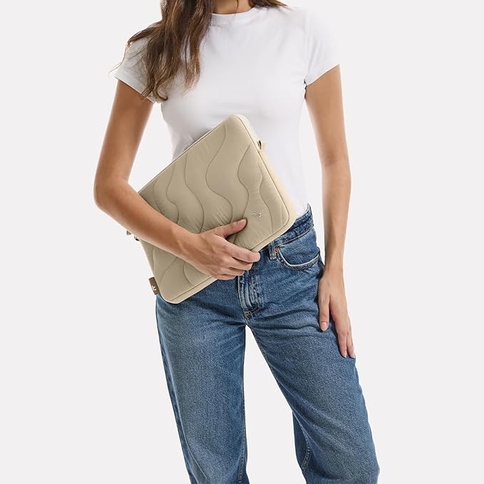tomtoc 360 Protective Puffy Laptop Sleeve for 15-inch MacBook Air M5/A3448 (2026), M4/A3241 2025, M3/A3114, M2/A2941, 15" Surface Laptop 7th(Copilot+ PC)/6/5/4/3, Quilted Puffer Soft Computer Case Bag