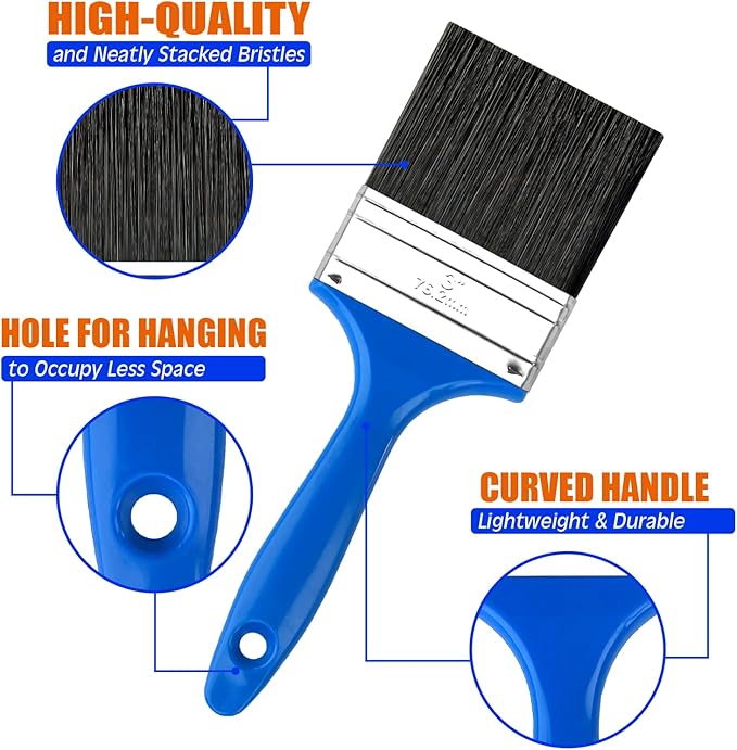 King Origin 3 Inch Paint Brush, 1-Pack, Wide Paint Brush for Painting Walls & Large Surfaces, Furniture, Crafts, Stain Brush, Painting Brush