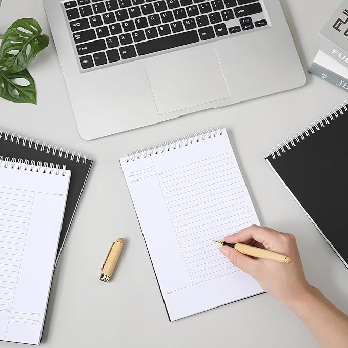 Cholemy 4 Pack Steno Notebooks, 6x9 Inches, 320 Sheets (80 Sheets/pad) Notes Notebook Top Spiral Ruled Writing Pads for School Office Business Students Teachers & Note Taking