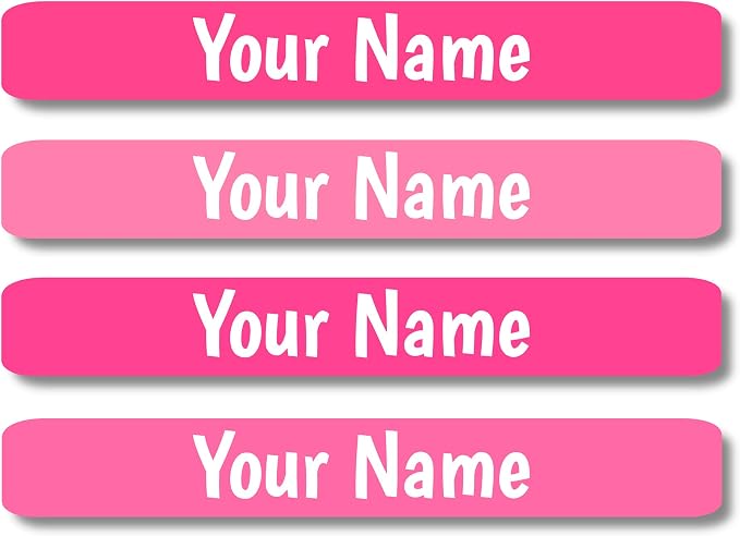 Lovable Labels Personalized Labels for Kids (120 Labels) - Waterproof Dishwasher Safe Peel and Stick Labels are Great for School Supplies Daycare Camp Bottles (Barbie Pink)