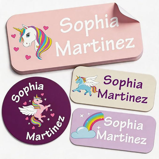 Waterproof Custom Name Stickers (135 Labels) - Personalized Daycare Labels for Clothing, Water Bottles, Lunch Boxes & School Supplies - Ideal for Camp & Daycare - No-Iron (Brave)