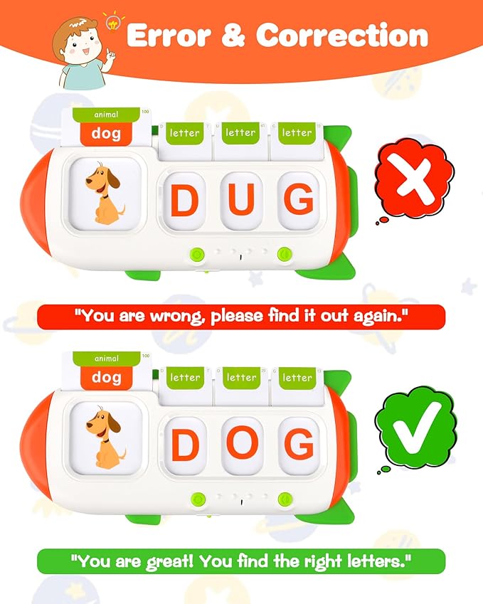 Talking Flash Cards for Toddlers Aged 3-8, Montessori Toys Autism Sensory Toys, Preschool Educational Learning Toys with Speak and Spell Games - 107 Words/6 Songs/26 Alphabets