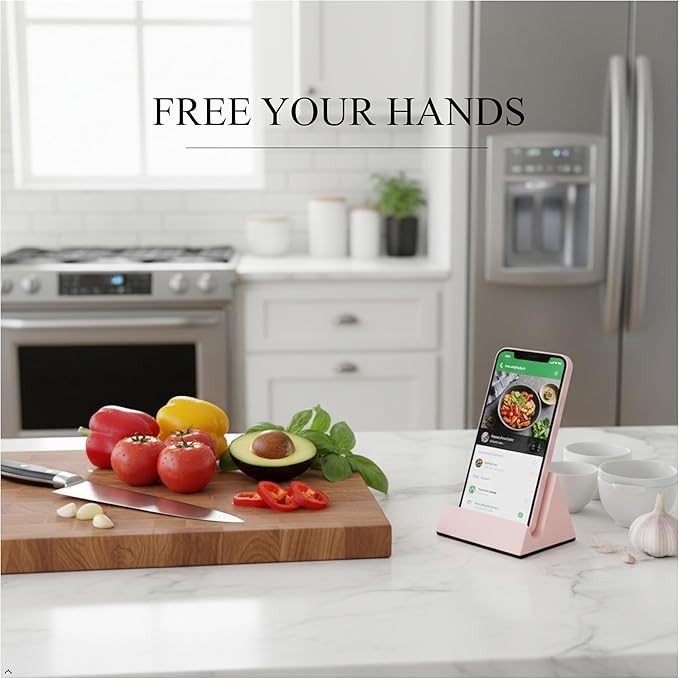 Concrete phone stand, desktop phone stand,multifunctional stand, compatible with iPhone 16/15/14/13/12 smartphones (Pink)