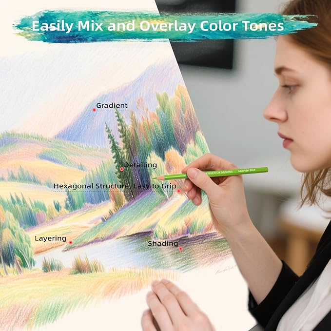36 Colored Pencils Professional Coloring Pencils Artist Sketch Drawing Color Pencil for Kids and Adults Art Color Pencil Set