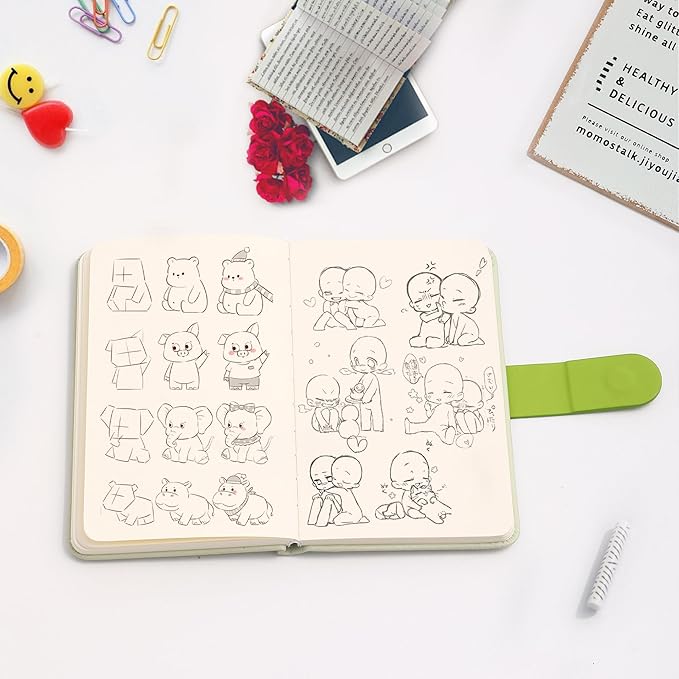 BOBO RABBIT Blank Journal Small Pocket Leather Notebook No Lines for Drawing Plain Sketch Book Cute Cartoon Capybara Unlined Journal for Travel Work School, 200 Pages, 3.7"X5.9"