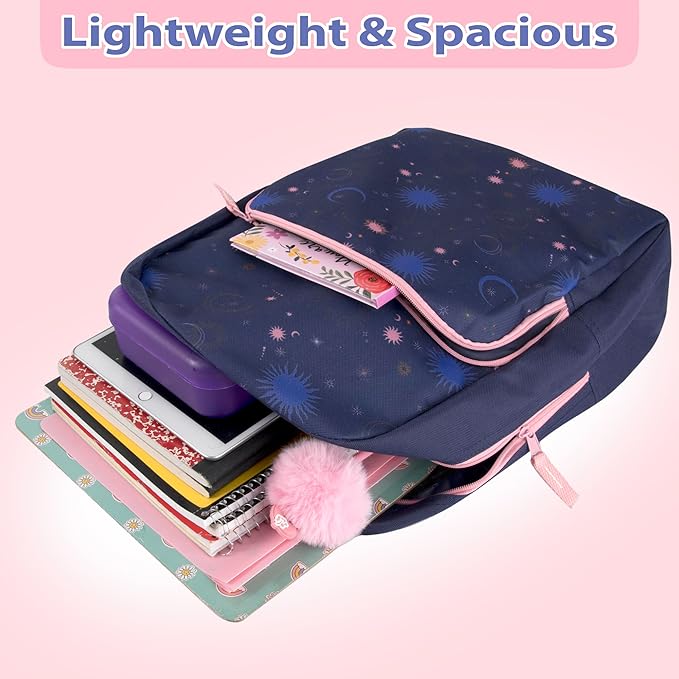 Trail maker Fun School Backpack for Elementary Middle School Girls and Boys | 17 Inch Printed Backpacks for School Kids, Travel (Twilight Twirls)