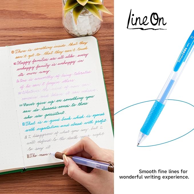 Colored Gel Pens, Lineon 24 Colors Retractable Gel Ink Pens with Grip, Medium Point(0.7mm) Smooth Writing Pens Perfect for Adults and Kids Journal Notebook Planner, Writing in Office and School
