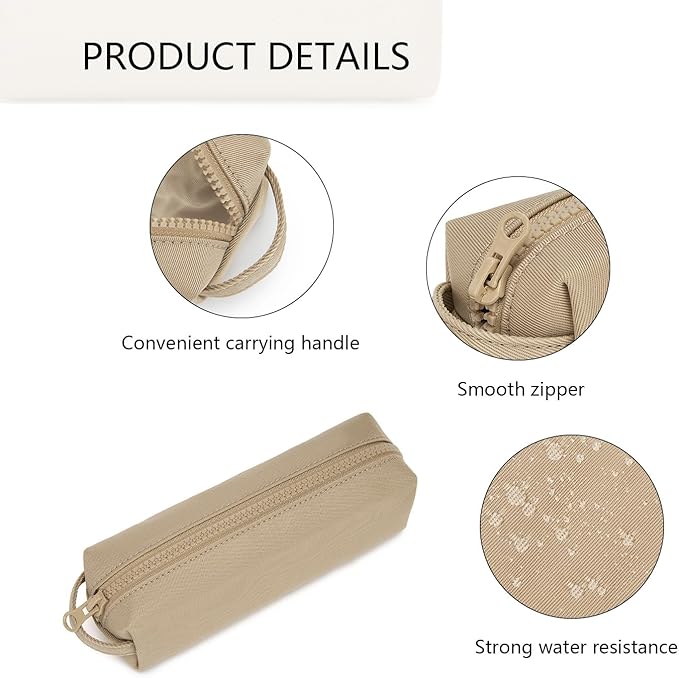 Pencil Case Soft School Pencil Pouch Bag for Easy Carry Stylish and Durable (Khaki)