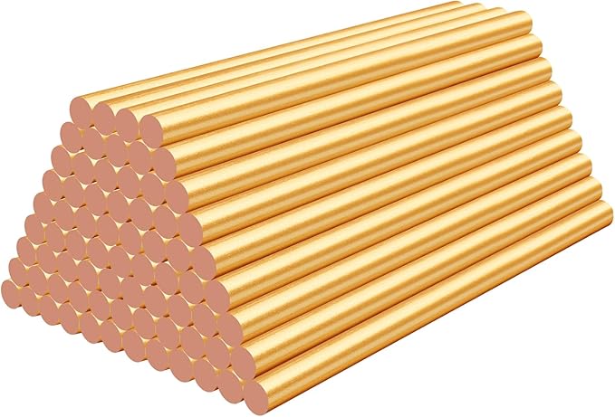 72 Pack Metallic Gold Hot Glue Sticks, 8"x0.43" Hot Melt Glue Sticks for Fabric, Wood, Plastic, Paper, Stamp, Crafting, Wedding Cards, Decoration, Car Dent Repair